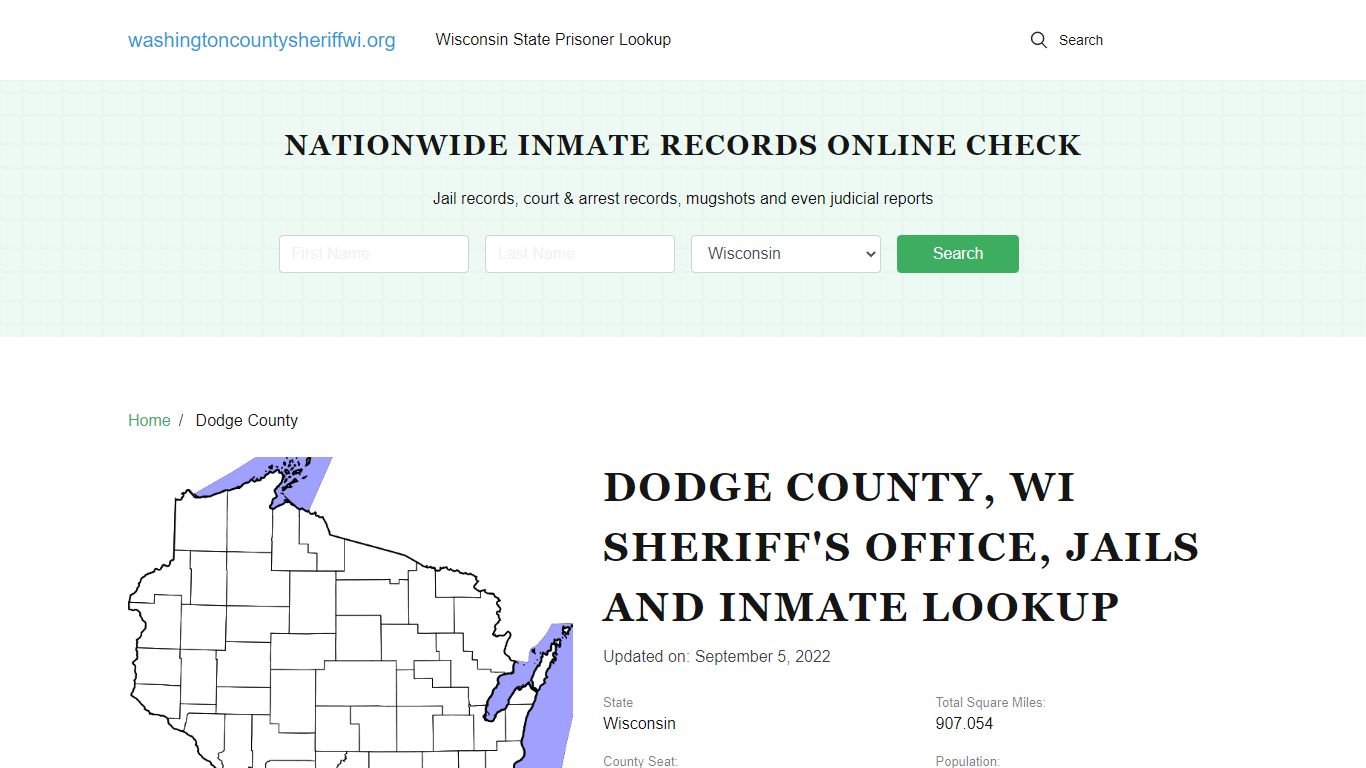 Dodge County WI Sheriff's Office, Jails and Inmate Lookup